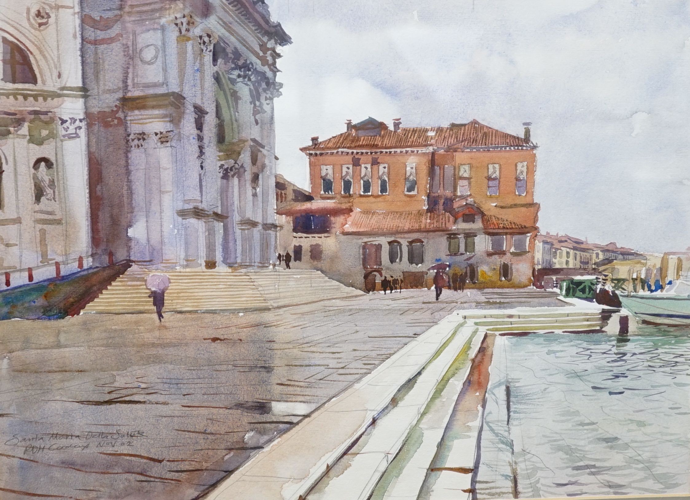 Rupert Cordeux, watercolour, Santa Maria Della Salute, Venice, signed and dated ’02, 29.5 cm X 39 cm